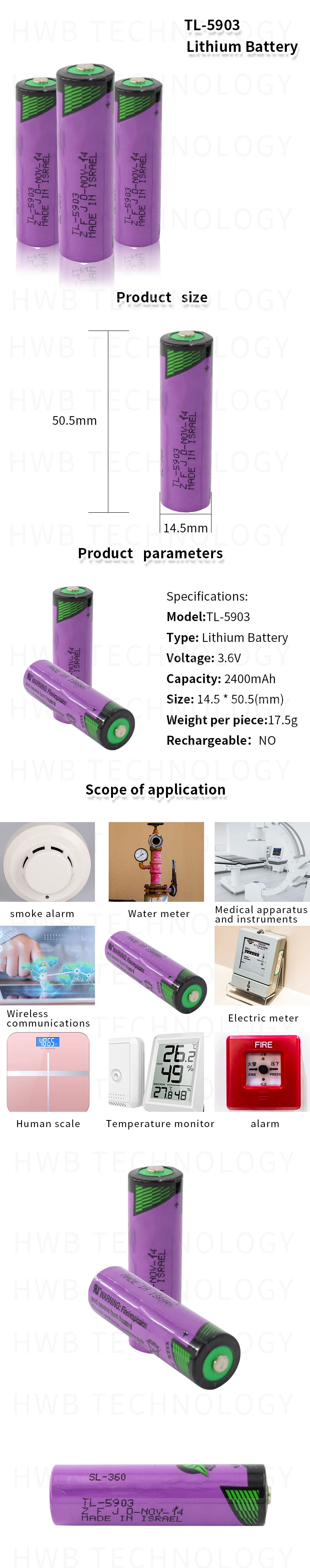 4 шт./лот Новое высокое качество тадиран TL-5903 3,6 V 2400mAh литиевая батарея plc