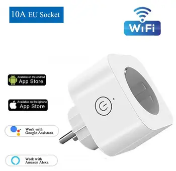 

Wireless 10A EU Socket WIFI Smart Timing Plug Alexa Goolgle Home Voice Control Fire Retardant PC Power Socket For Smart Home