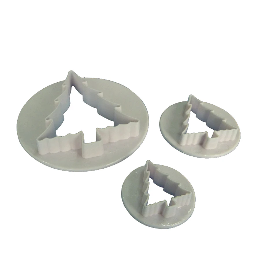 3PcsSet Plastic Christmas Tree Cookie Cutter Pressing Pastry Mold Tools 3D Cake Biscuit Baking Mould Fondant Decorating Tools 2