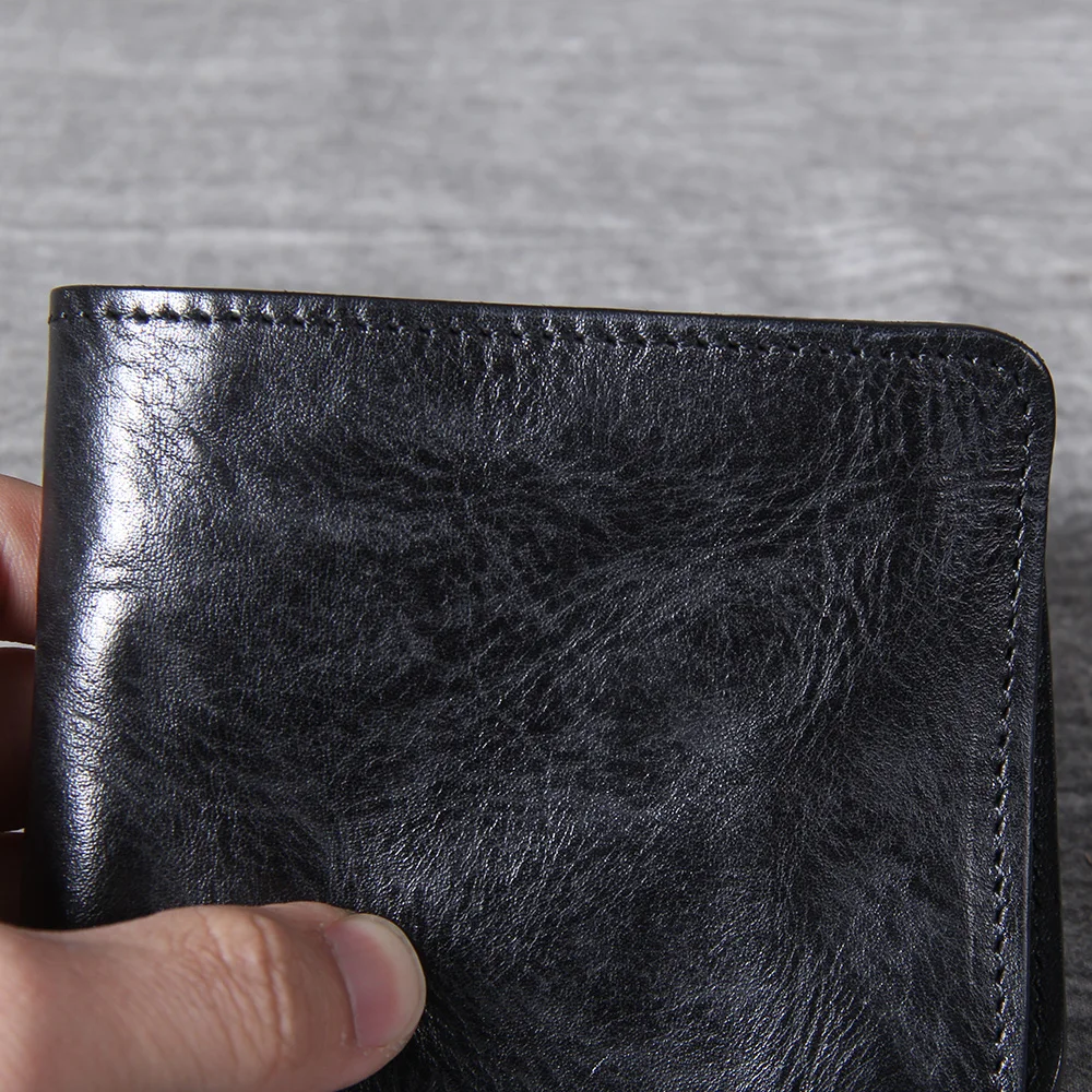S.WORKER Vintage Men's Classic Genuine Leather Wallet Credit Cards Holder Pocket Purse Cowhide Leather Retro Style Handmade 6