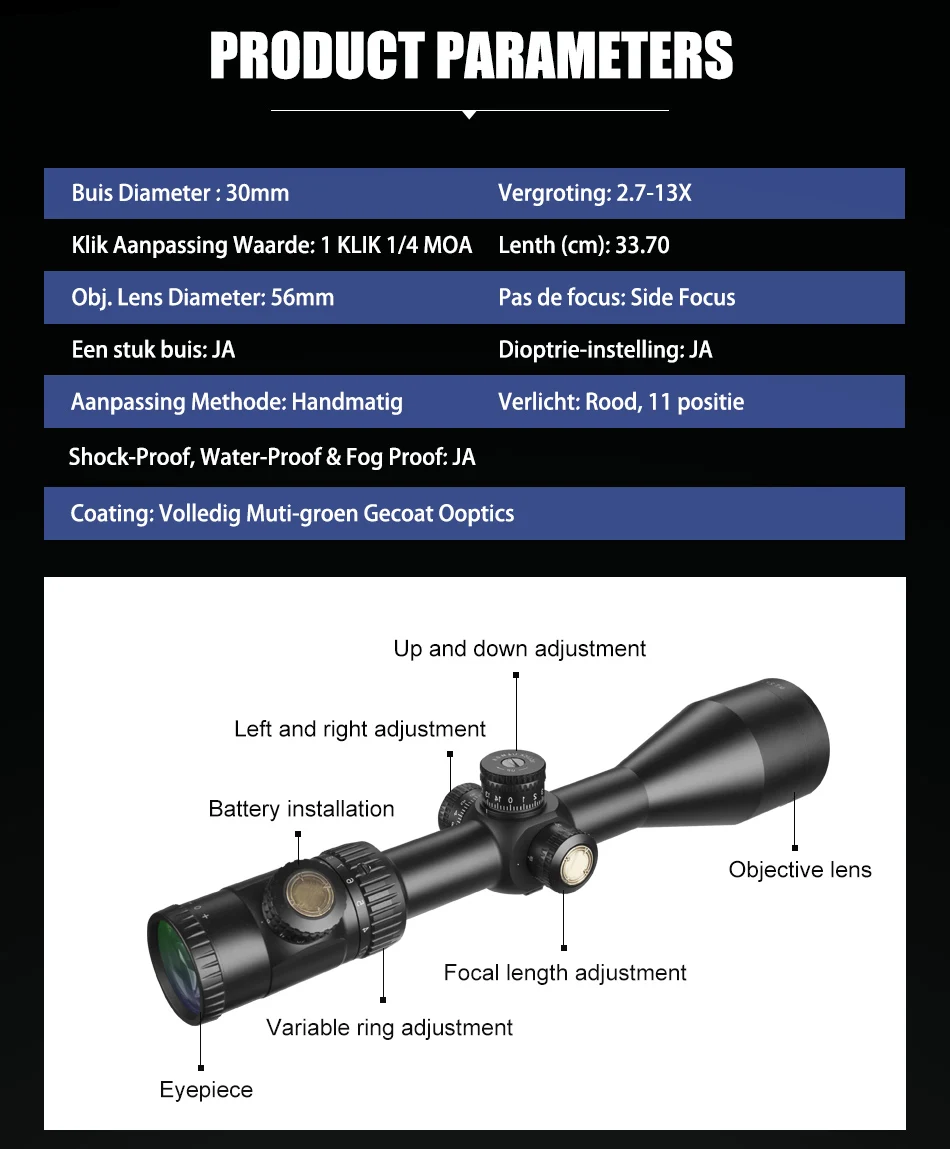 MT SFIR 2,7-13x56 прицел Mil-dot с подсветкой Red Dot прицел тактический Оптический сетка тактический прицел оптические прицелы для винтовок