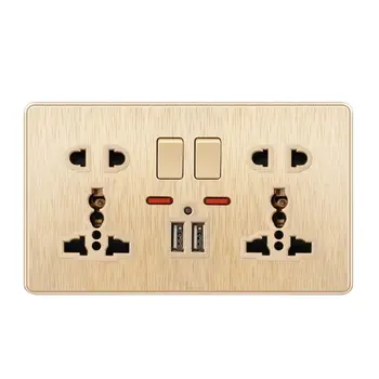 

Multifunction UK 13A Wall Socket Push Button 2.1A Double USB Charging Ports