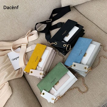 

Matte leather contrast color crossbody bag ladies 2019 chain crossbody shoulder bag ladies wallet and handbag crossbody bag