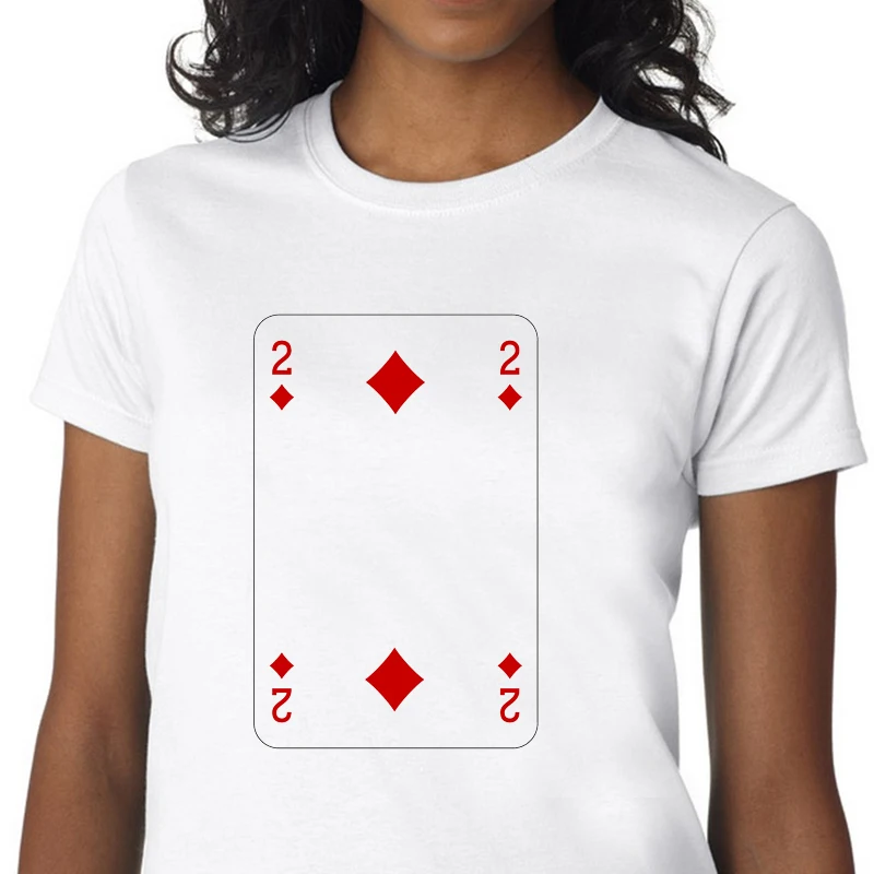 

playing card diamond 2 tshirt print graphic tee tops for woman Poker number 2 goth t shirt women clothes harajuku t shirts