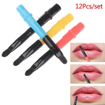 

12 pcs Fashion Brush Portable Automatic Retractable Lip Brush With Lid Eyeliner Brushmakeup brushes