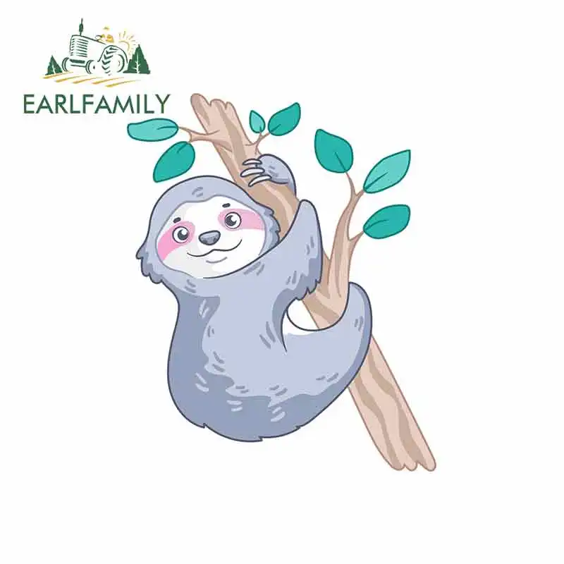 

EARLFAMILY 13cm x 10.6cm for Happy Sloth Car Stickers Vinyl JDM Waterproof RV VAN Fine Decal 3D Car Accessories Graphics Anime