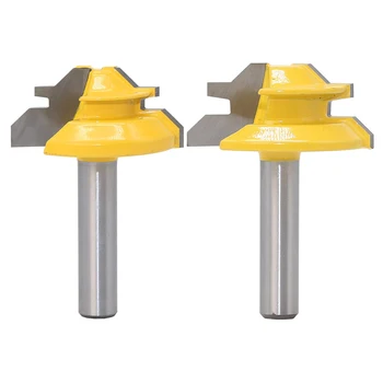 

Drilling Milling 45 Degree Lock Router Bit 8mm Shank Woodworking Tenon Milling Cutter Tool For Wood Carbide Alloy