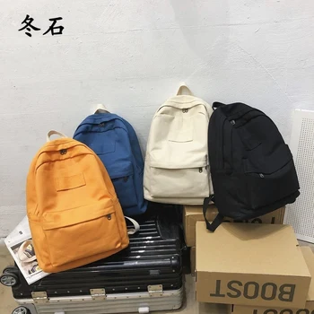 

Fashion Backpack Casual Solid Color Women Backpack Canvas New School Bag For Teenage Girls Mochilas Female Backpack Schoolbags