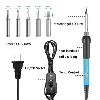 

Soldering Iron Set Kit 60W Electric Adjustable Temperature LCD Digital Display 13 Accessories Solder Station Hand Welding Repair