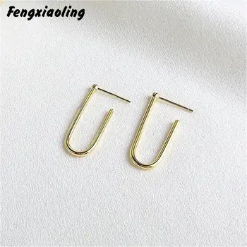 

Fengxiaoling Genuine S925 Sterling Silver Sexual Creative Geometric Design Stud Earrings For Women Elegant Jewelry Gift