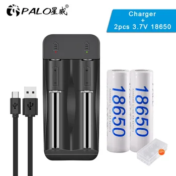 

Palo 3200mah 3.7V 18650 lithium li-ion rechargeable battery 18650 batteries+2 slots LED usb 3.7V battery charger for 14500 18650