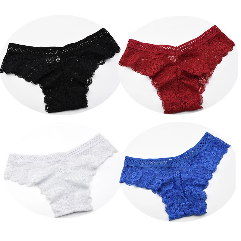 White Black Blue AIDEVER/4 шт./партия, брендовые, эластичные, дышащие, кружевные, соблазнительные женские трусики, трусики, ультратонкие, бесшовные, мягкие трусы - Цвет: White Black Blue