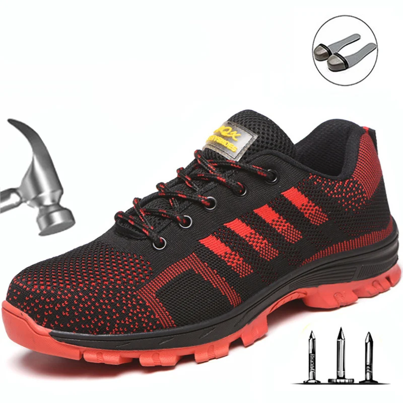 

MEN WORK BOOTS Outdoor Steel Toe Cap Work Shoes Breathable Anti-piercing HIGH QUALITY Men Safety Shoes 35-46 yards