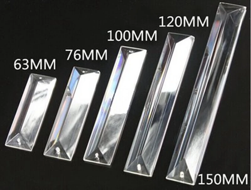 20 개/몫 K9 유리 크리스탈 22*63MM 긴 Triange 프리즘, 2 구멍, 샹들리에 크리스탈, 웨딩 파티 홈 장식, 커튼 Diy