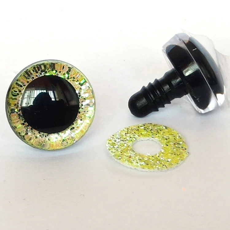 20pcs New Color 3D safety toy eyes +glitter Nonwovens+ washer--size & color option
