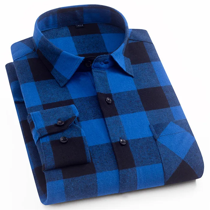 Хлопковая фланелевая Мужская рубашка в клетку, приталенная Мужская Повседневная рубашка с длинными рукавами, мягкая удобная дышащая Высококачественная 4XL - Цвет: DTF22