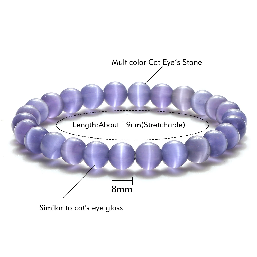 Bracelet Jewelry Natural Cat Eye Stone Bracelet Charm Women Opal Beaded Bracelets Multicolor Stretch Bangles Men Yoga Wrist Jewelry Friends Gifts