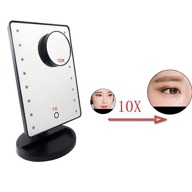 Dimmable LED Make Up Mirror 16 Light Bulbs Illuminated Vanity Cosmetic Beauty Mirror with 10x Magnifying Mirror