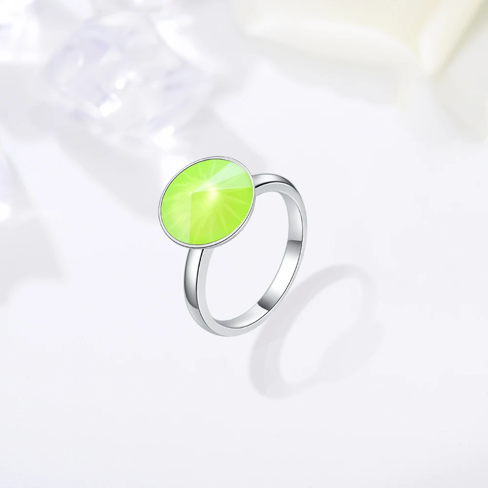 Женские кольца с кристаллами Swarovski, новые модные кольца с круглым камнем RIVOLI для женщин, элегантные вечерние ювелирные изделия на свадьбу, романтический подарок