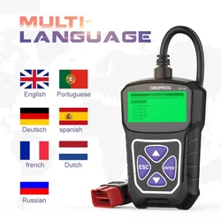 OBDPROG – MT100 Scanner de voiture, outil de Diagnostic automobile, lecteur de Code, 7 langues, OBD2 
