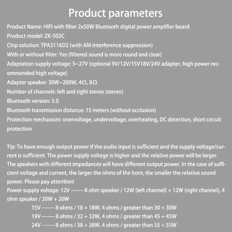 HIFI 5,0 усилительная плата Bluetooth Беспроводная аудио цифровая мощность TPA3116D2 50 Вт x 2 Поддержка двух каналов стерео усилитель
