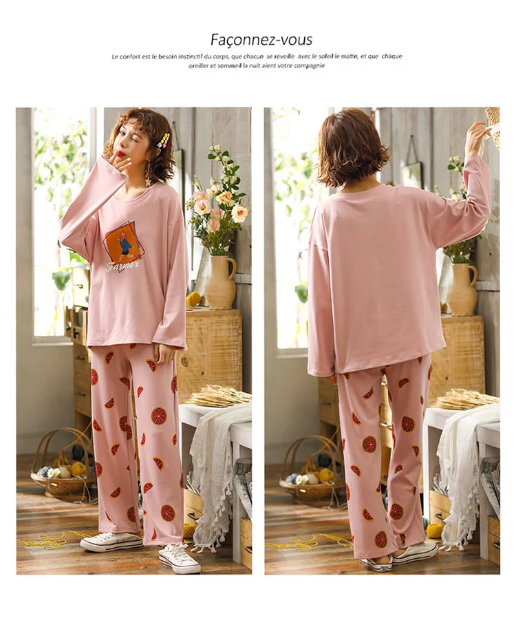MS, Женский пижамный комплект, милые пижамы с длинными рукавами, повседневная домашняя женская пижама, весенне-осенняя НОВАЯ тонкая Пижама с мультяшным принтом