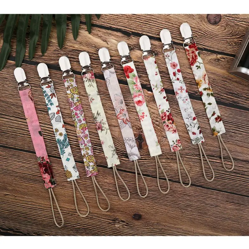 OOTDTY Dummy Clips Pacifier Clips Pacifier Clip Chain Cotton Linen Baby Teething Holder