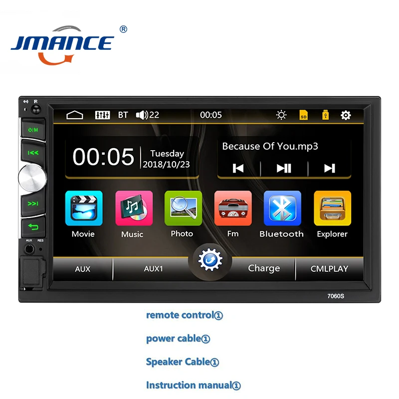 JMANCE 7060 car mp5 player multimidia headrest car monitor video player retractable car radio with gps screen pantalla para auto - Цвет: Standard