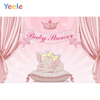 

Yeele Curtain Elephant Baby Shower Stripe Birthday Photography Backgrounds Photographic Customized Backdrops for Photo Studio