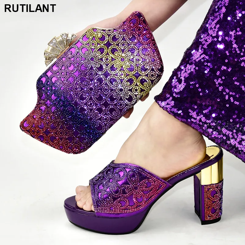 

New Arrival Italian Shoes with Matching Bags for Wedding Italy Shoe and Bag Set for Party In Women Plus Size Shoes Women Heel