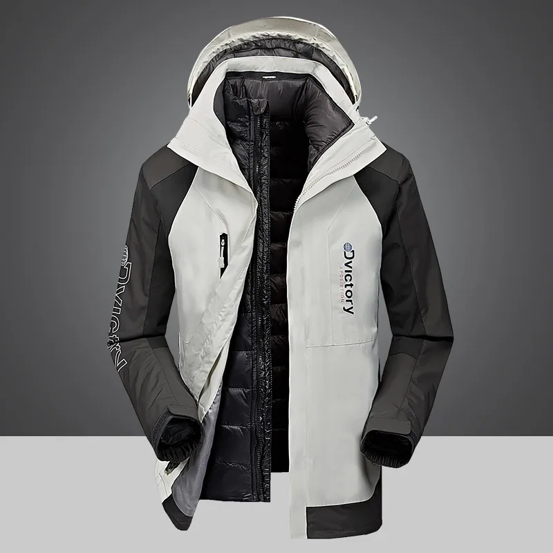 Heren Mountain Jas 3-in-1 Systemen Jas En Jas Mannen Winter Nieuwe Mode Warme Puffer Jas buitenshuis Sport Jas 2 Stuks Heren Mountain Jas 3-in-1 Systemen Jas En Jas Mannen Winter Nieuwe Mode Warme Puffer Jas buitenshuis Sport Jas 2 Stuks