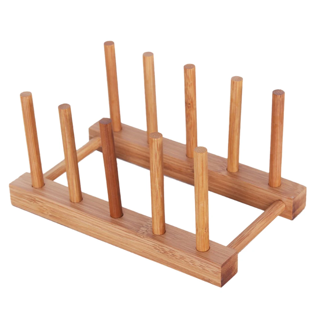 

4 Grids Multi-function Rack Bamboo Drain Dish Storage Rack Detachable Shelf for Kitchen