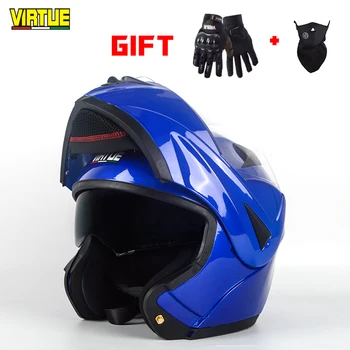 

VIRTUE Men flip up motorcycle helmet dual shield with inner sunny lens And removeable inner pads modular capacete casco moto