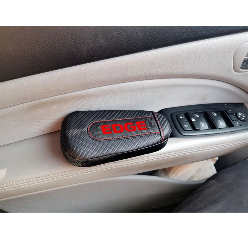 Для Ford Edge, 1 шт., углеродное волокно, кожа, авто подушка для ног, наколенник, Автомобильный Дверной рычаг, накладка на руку, автомобильные аксессуары, защита для автомобиля