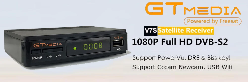 GTMEDIA V7 Plus DVB-S2 DVB-T2 цифровой спутниковый ресивер для cсcam Biss ключ 2x USB слот USB Wifi 3g поддержка Youporn ACS