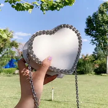 

Mini Diamond Heart-shaped Crossbody bag 2020 New High quality PU LeatherWomen's Designer Handbag Chain Shoulder Messenger Bag