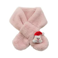 Кавайный детский шарф, Рождественская серия, имитация кроличьей шерсти, нагрудник, зимний шарф для детей, ветровка, плюшевый мех, шейный платок, шарфы