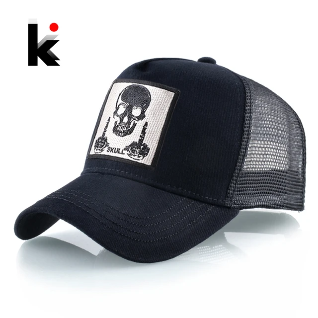 Men's Baseball Cap With Embroidery Skull Patch Snapback Hip Hop Trucker Cap Women Four Season Outdoor Breathable Visor Bone Hats 1