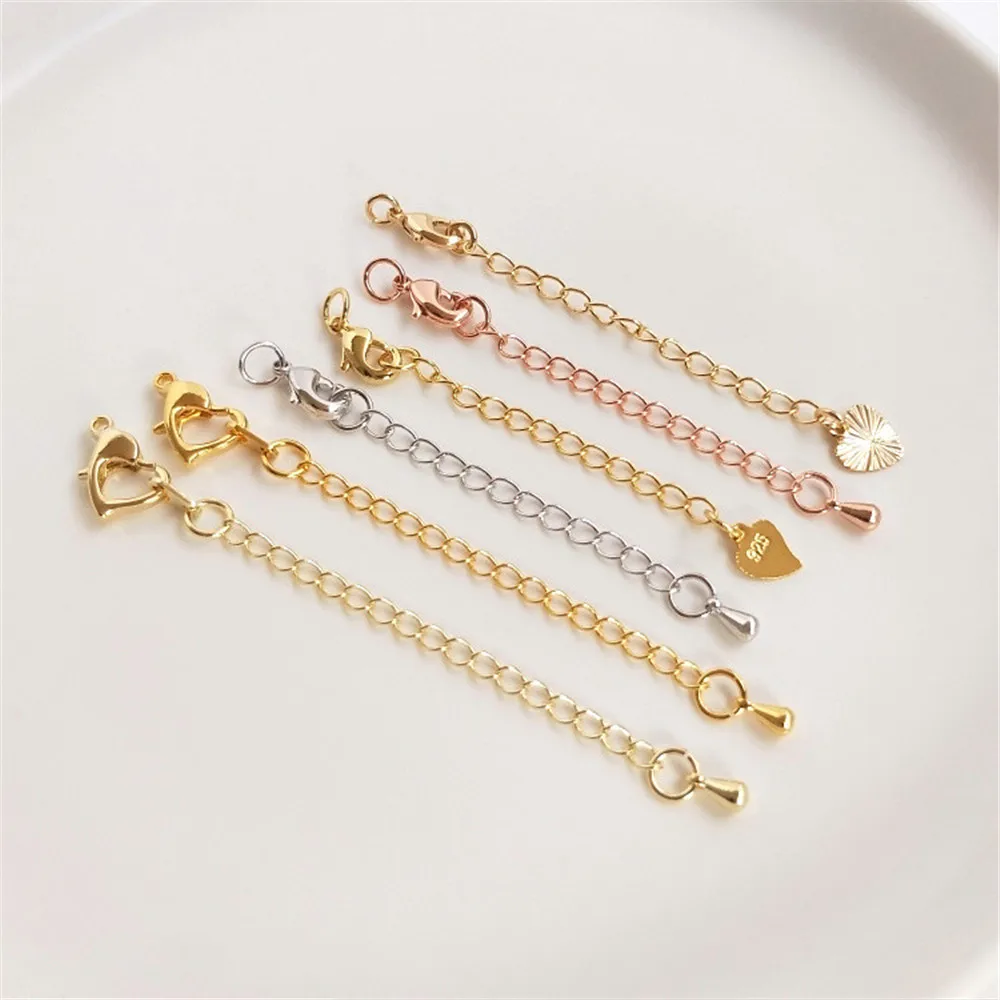 Tail chain Extension chain 18K real gold White gold Rose gold bracelet necklace DIY accessories jewelry materials