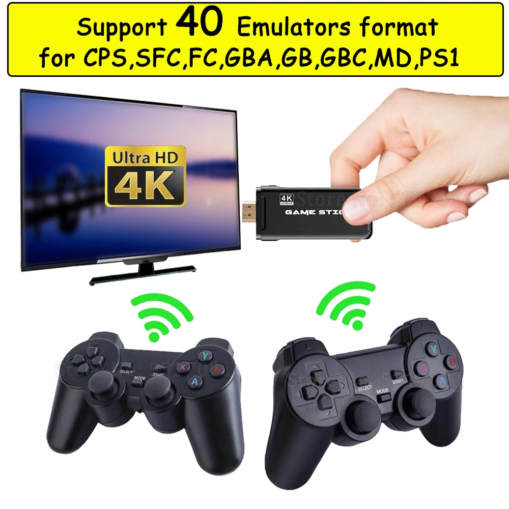 4K HD 64bit 32GB 3550 Games Video game Console HD 2.4G Wireless for CPS PS1 Mini Retro Joystick Double Gamepad Controller Gift