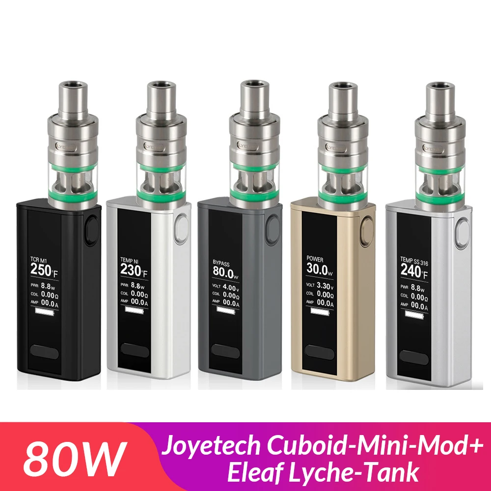 

In Stock! Original Joyetech Cuboid Mini Mod+Lyche Tank Full Kit 80W with Built in 2400mAh Battery Vape kit Electronic Cigarette