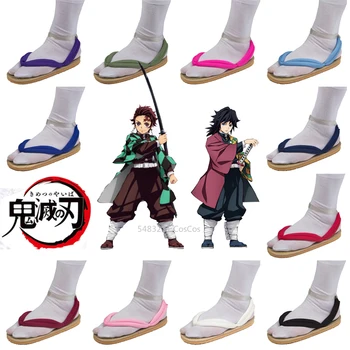 

Demon Slayer Kimetsu No Yaiba Anime Cosplay Shoes Kamado Tanjirou Nezuko Geta Clogs Agatsuma Zenitsu Flip Flops Kochou Shinobu