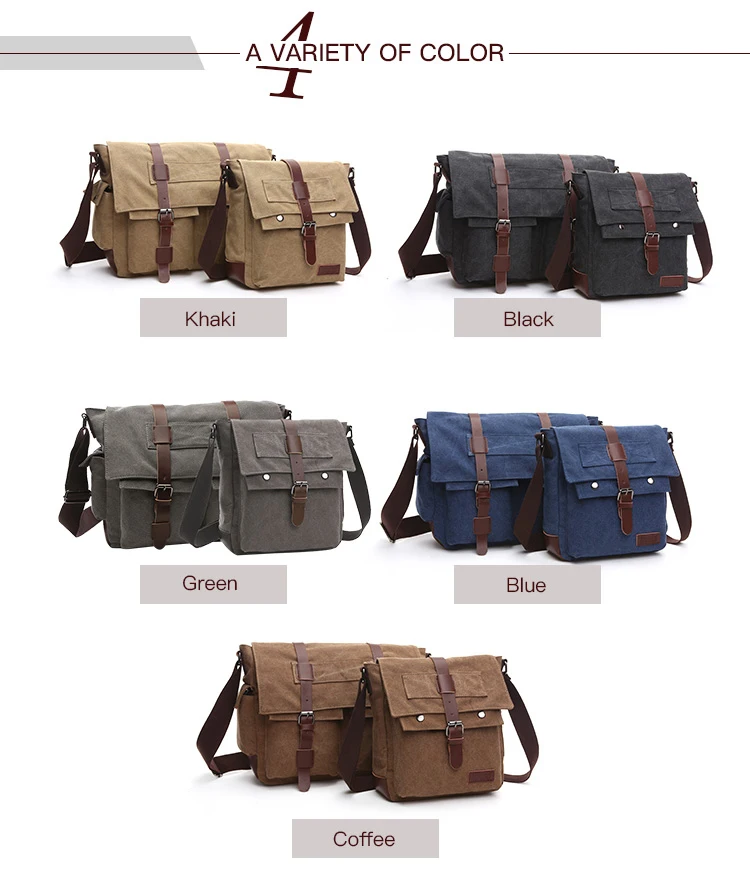 wholesale trendy large capacity luxury men canvas shoulder messenger bag