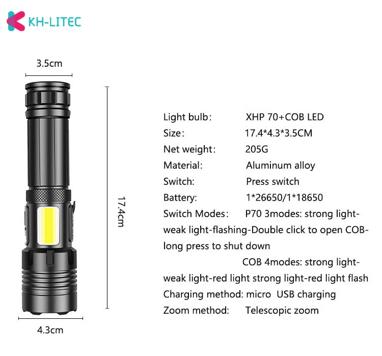 Bright-XHP70+COB-LED-Led-Flashlight-USB-Rechargeable-Waterproof-Lamp-Portable-126650118650-Torch-Lamp-Searchlight（5）