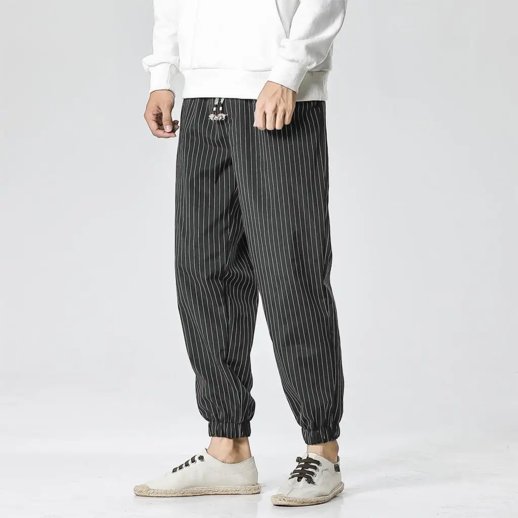 Магазин Sinicism, мужские повседневные японские уличные брюки, мужские брюки большого размера, новые осенние повседневные брюки, мужские свободные длинные штаны - Цвет: Black(Asian Size)