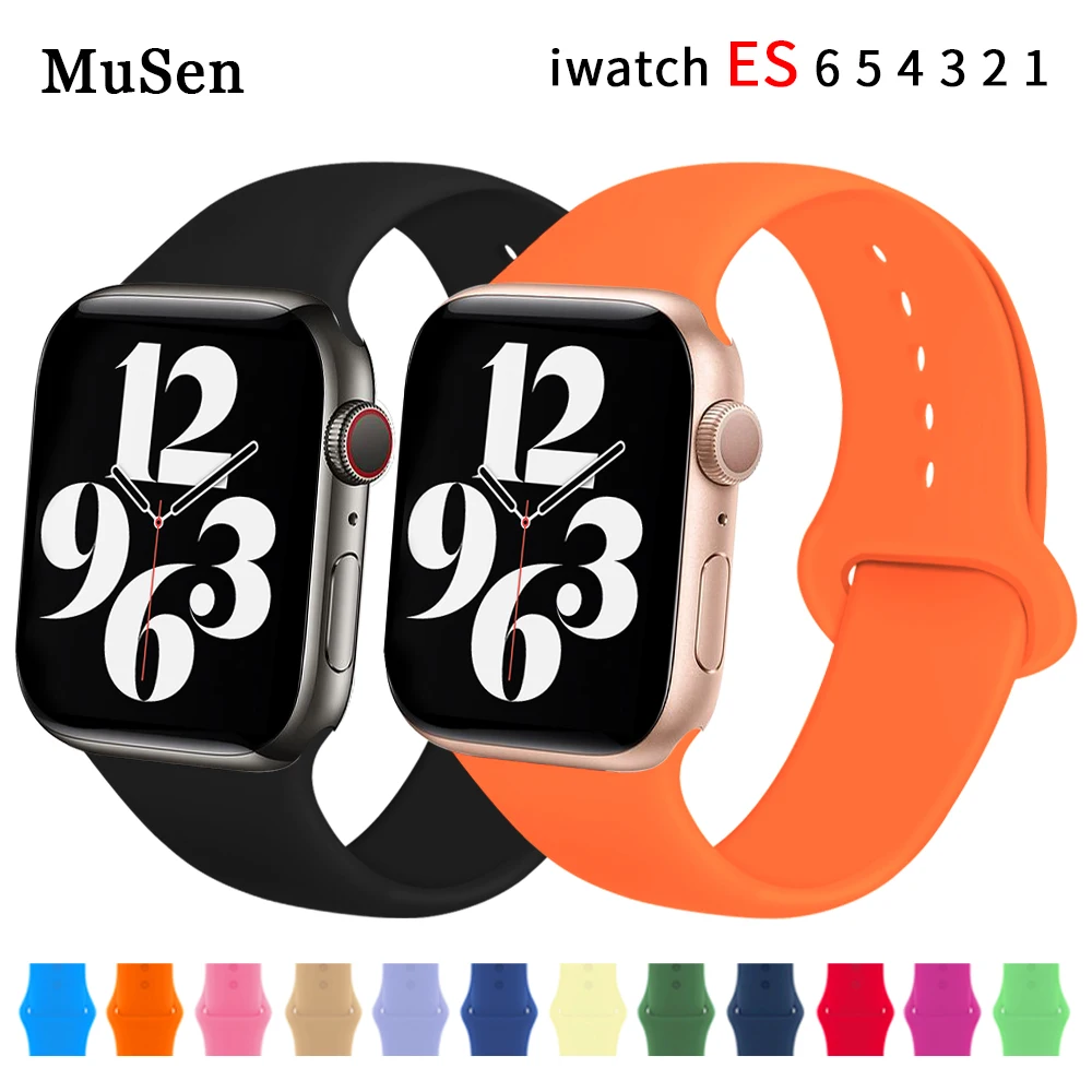 

Soft Silicone Band for Apple Watch Series 6 SE 5 4 3 21 38MM 42MM 40MM 44MM Rubber Watchband Strap for iWatch емен Accessories