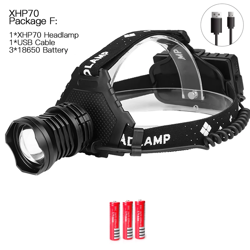 F 90000LM мощный XHP70.2/XHP50 светодиодный налобный фонарь, 5 режимов масштабирования, налобный фонарь, фонарик, фонарь для наружной рыбалки, кемпинга - Испускаемый цвет: F