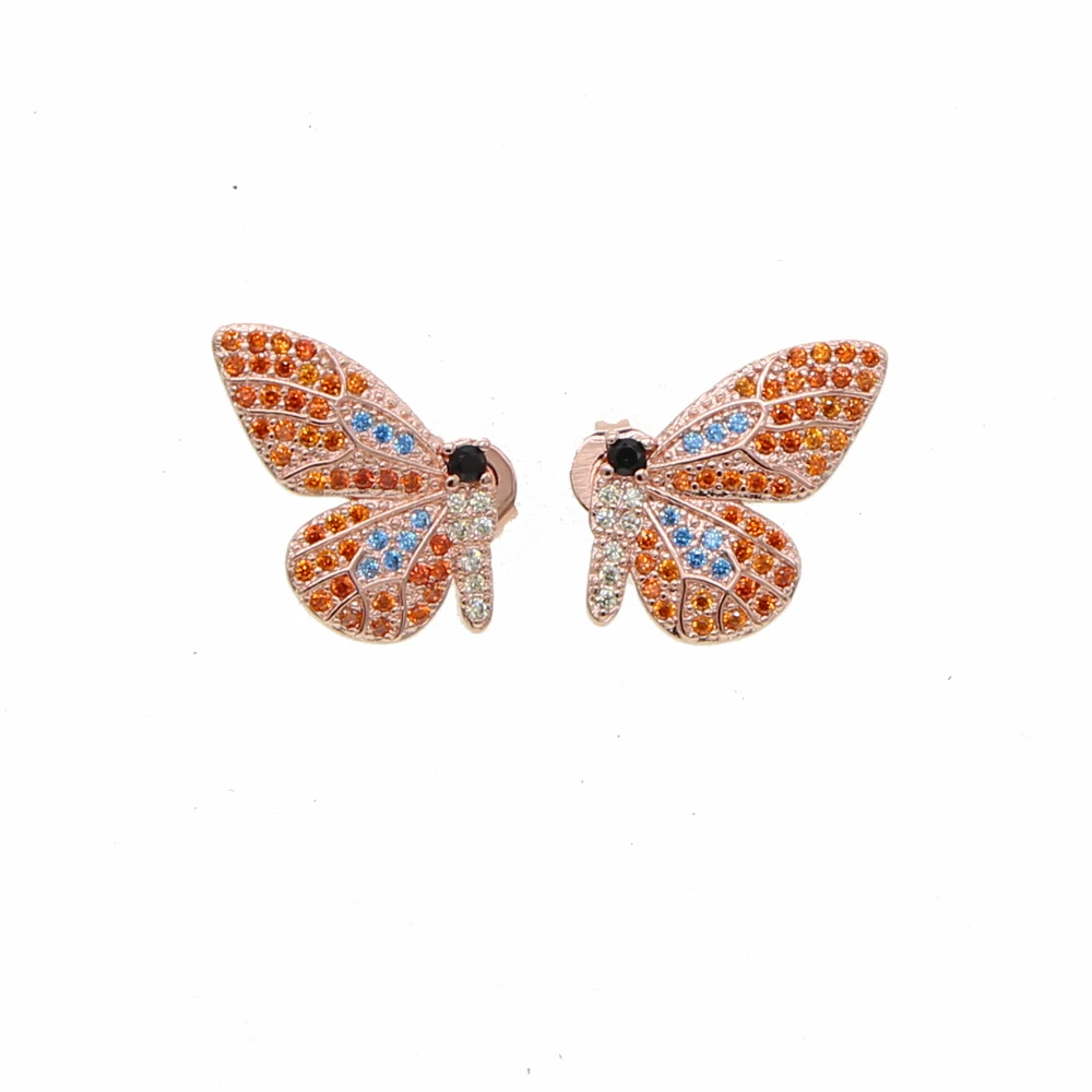 Милое симпатичное животное серьги-гвоздики для девушек женские Розовое золото красочные cz Модные женские ювелирные изделия - Окраска металла: orange