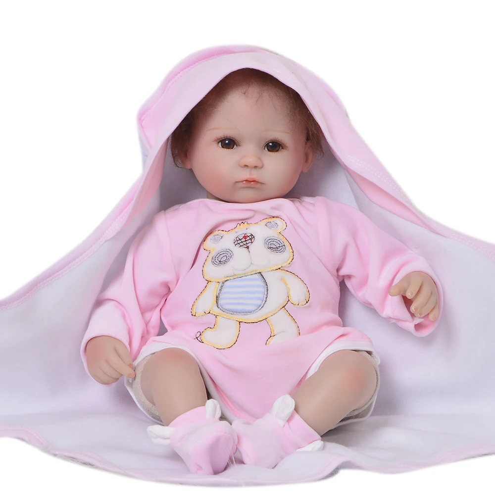 

mini size Reborn Baby dolls Bebe Non-toxic cotton padding body Silicone 42cm Lifelike Smile simulation girl doll children gift T