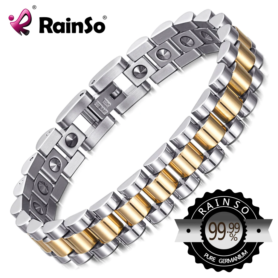 RainSo 99.999% чистый германий браслет для женщин Корея Популярные нержавеющая сталь здоровья магнитный энергии